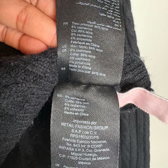 Sandro Contrast Stripe Cashmere Blend Cable Knit Sweater - Picture 8 of 9